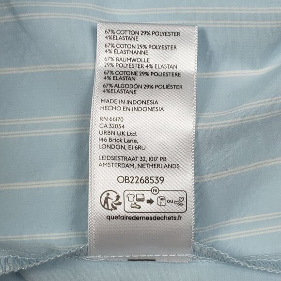 UO Party Girl Cotton-Blend Button Down Sleeveless Shirt Women Medium Blue Stripe - Picture 10 of 16